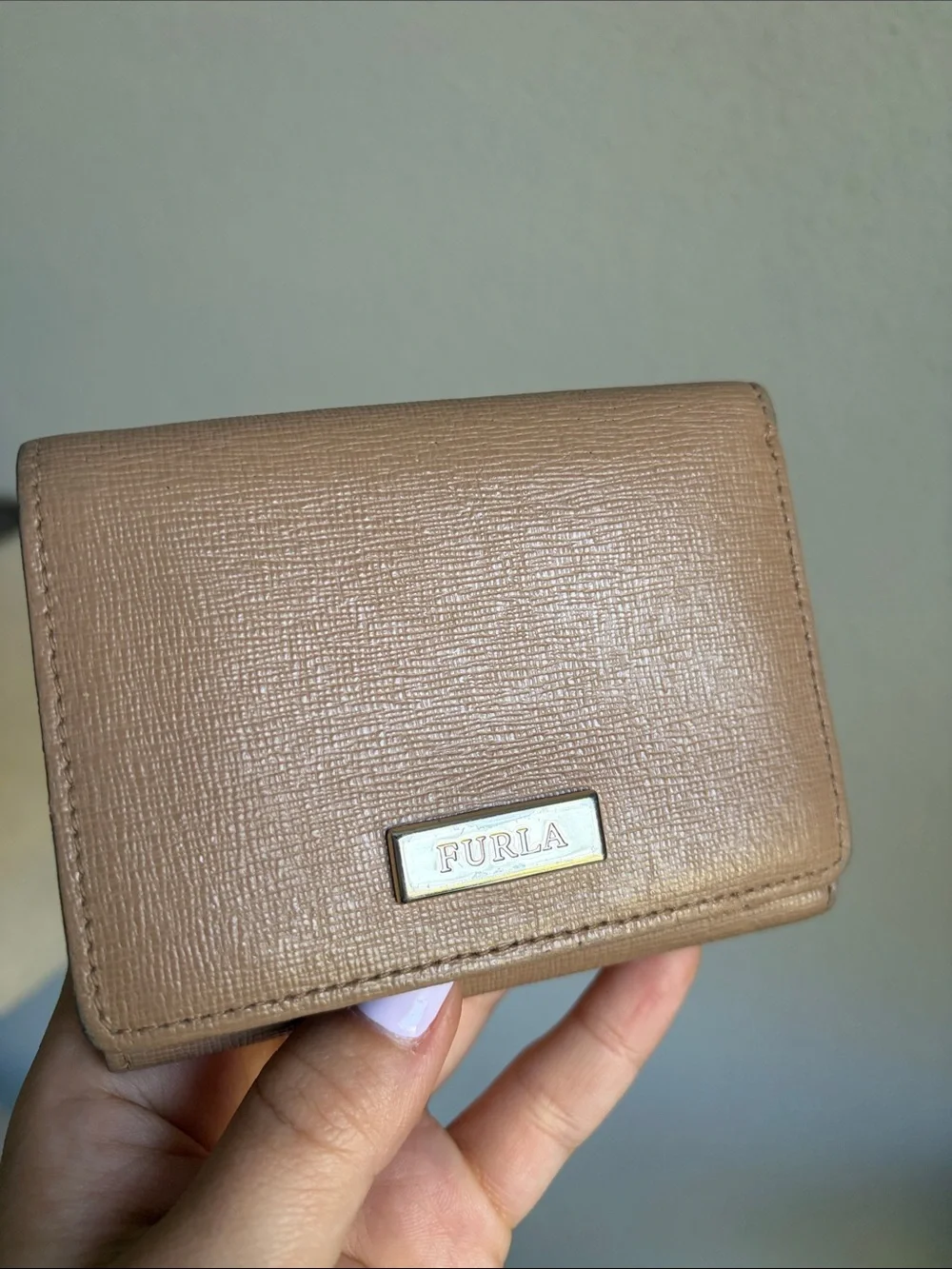 Furla Elegant Tan Italian Leather Compact Trifold Wallet